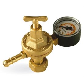   Nyomásszabályozó PB palackra manométerrel 6kg/h 0-4 bar tömlővéges 10mm